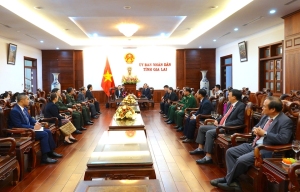 Chủ tịch UBND tỉnh Trương Hải Long tiếp xã giao Đoàn Đại sứ quán Nước Cộng hòa Dân chủ Nhân dân Lào